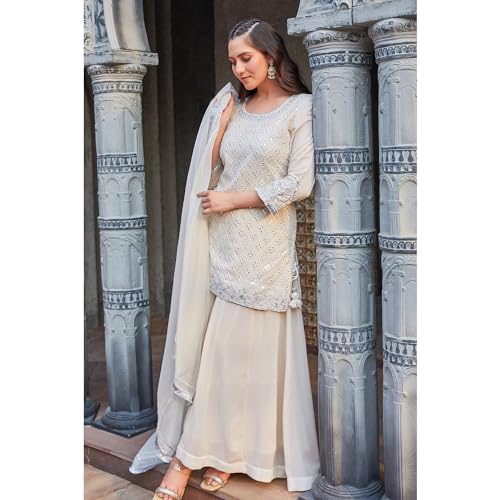 BIBA Women Cotton Blend Straight Embrodery Suit Set (SKDAAINA8900AW23OWHT_Off White