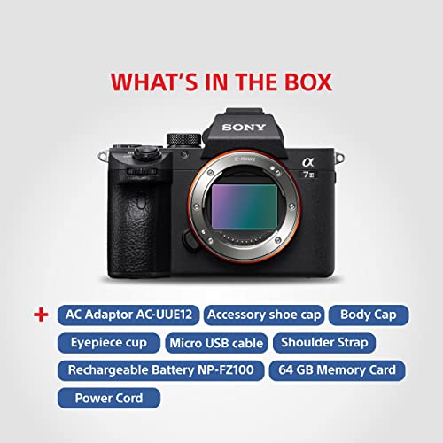 Sony Alpha ILCE-7M3 Full-Frame 24.2MP Mirrorless Digital SLR Camera Body | 4K Full Frame | Real-Time Eye Auto Focus | Tiltable LCD, Low Light Camera - Black