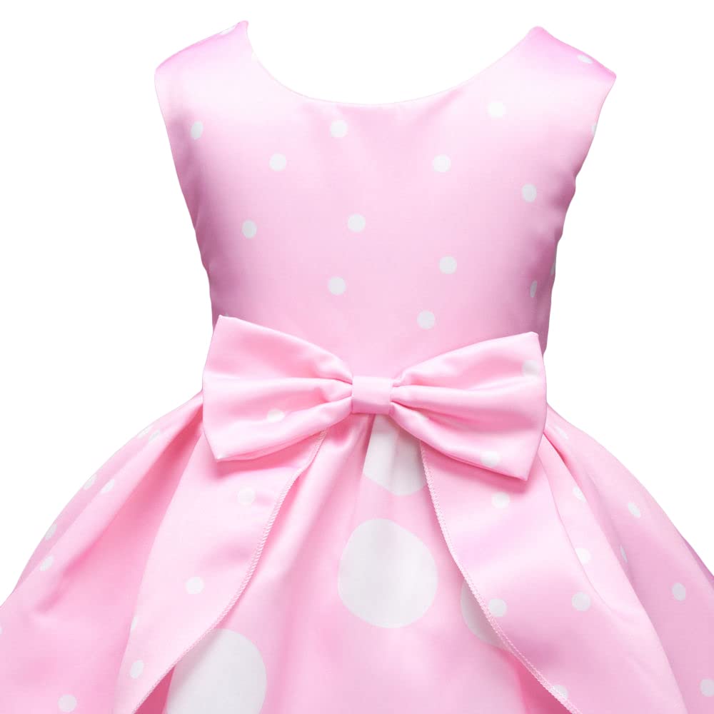 Hopscotch Girls Sleeveless Polka Dot Print Party Dress In Pink Color for Ages 4-5 Years