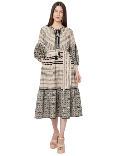 VERO MODA Women's Fit and Flare Beige Dress