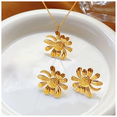 Elegant Stainless Steel Jewellery Set for Women | Gold Plated Necklace, Bracelet & Earrings | Bridal, Party & Festive Jewellery | Cute & Stylish Fashion Jewellery for Girls | Romantic Gift for Valentine’s, Birthday & Anniversary for Wife, Girlfriend & Gir