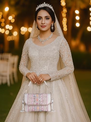 PLANX SILK Stylish Fancy Designer Potli Bag – Embroidered Pearl Handle Festive Clutch