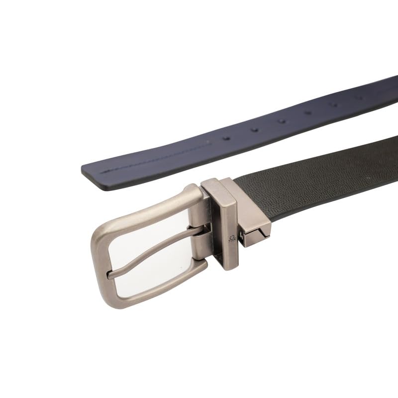 United Colors of Benetton Men's Reversible Leather Belt Grifton | Color - Black+Navy | M 90Cm | Formal & Casual | Ideal For Gifting