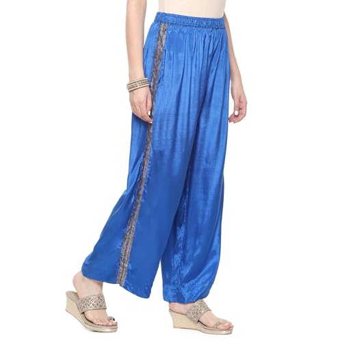 Rangriti Women's Straight Pants (RMMSTRYOF18451AW23CBTBLU_Blue