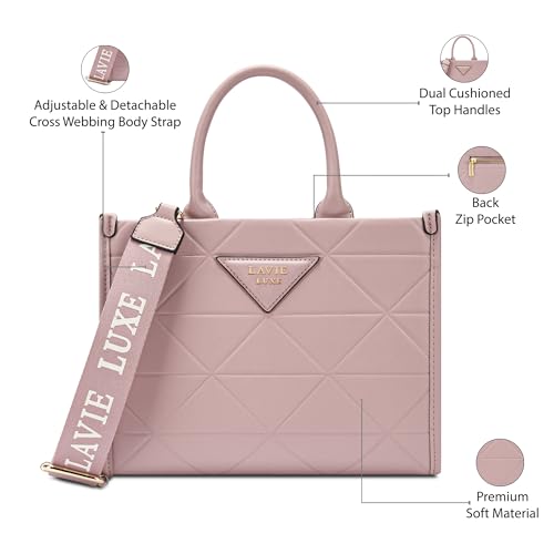 Lavie Luxe Mona25 Box Satchel Bag for Women | Satchel Handbag for Work | Ladies purse | Stylish Shoulder Bag | Gift for Women