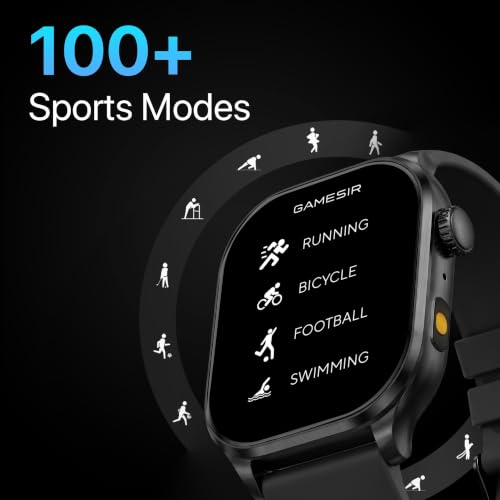 GameSir Sports Edge Smart Watch for Men & Women, 1.88" Full Touch Display, Bluetooth Calling, Fitness Tracking, Message Notifications, Android & iOS Compaatible - (Black)