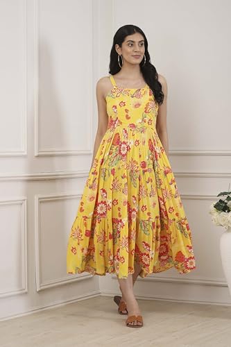 Biba Women Yellow Viscose Rayon Tiered Dress_32