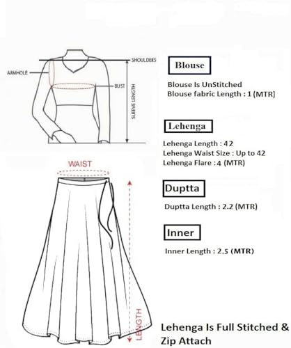 Fab Window Women's Silk Lehenga with Embroidered Unstitched Blouse and Dupatta, Ethnic (Semi Stitched_Free size). (Olive Green)