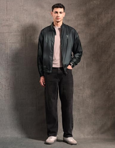U.S. Polo Assn. Denim Co. Men's Black & Gold Regular Fit Jacket (UDJCK121A_Dark Grey_XL)