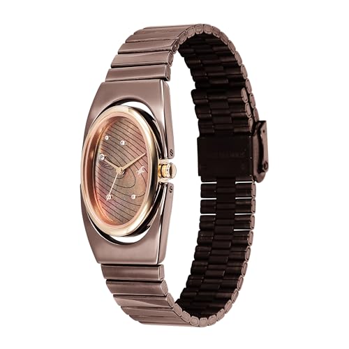Fastrack UFO Quartz Brown Shaped Dial Girls Watch | Brown Colour Band | Watches for Girls Analog - 6318KM02