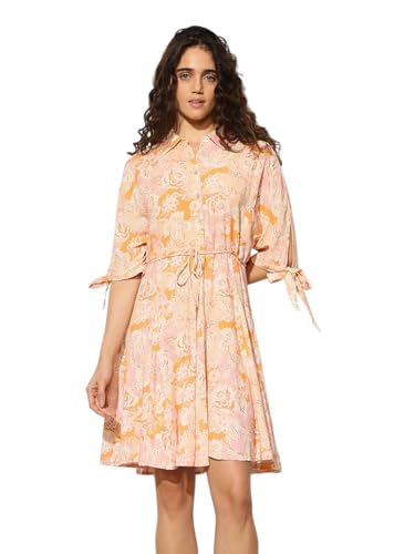 ONLY Women Fit and Flare Orange Dress