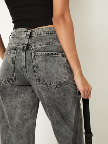 Max Women Washed Straight Fit Jeans (Black_32)