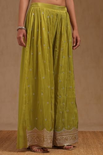 Soch Womens Yellow Tissue Zari Woven Suit Set Sequins