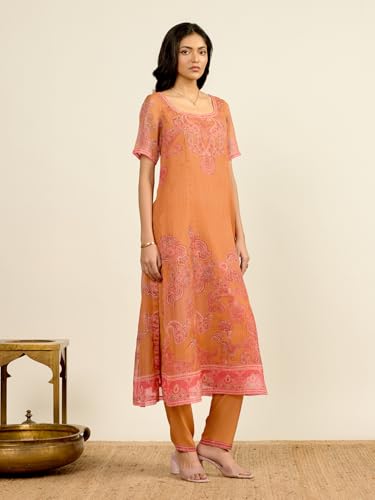 Aarke Ritu Kumar Mustard Tanush Floral Kurta With Pant And Dupatta