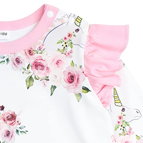 Hopscotch Girls Full-Sleeve Floral Print Bodysuit With Headband In White Color for Ages 9-12 Months