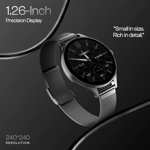 Fire-Boltt Phoenix Air Smart Watch 1.26” Round Display, Rotating Button, Wireless Charging, Ultra Lightweight Metal Body, Bluetooth Calling, Smartwatch with Silicone & Mesh Steel Straps Onyx Black