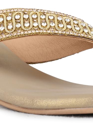Inc.5 Womens Gold Ethnic Embellished Round Toe Block Heels