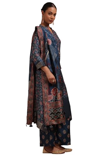 Soch Women's Dola Silk Salwar Suit Set (EWA5CD22087_Blue