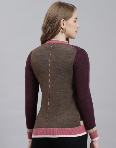 Monte Carlo Purple Wine Mix Solid Round Neck Sweater