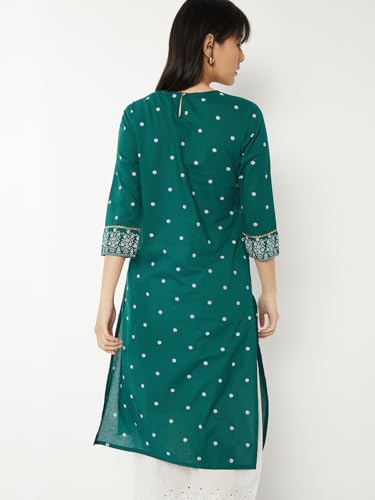 Max Women Floral Printed Straight Kurta(Green_XXL)