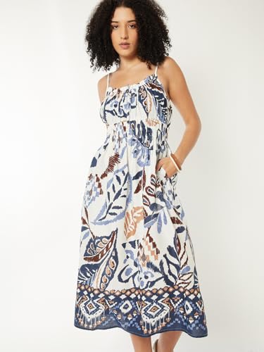 Max Women Printed A-line Midi Dress(Multicolour_L)