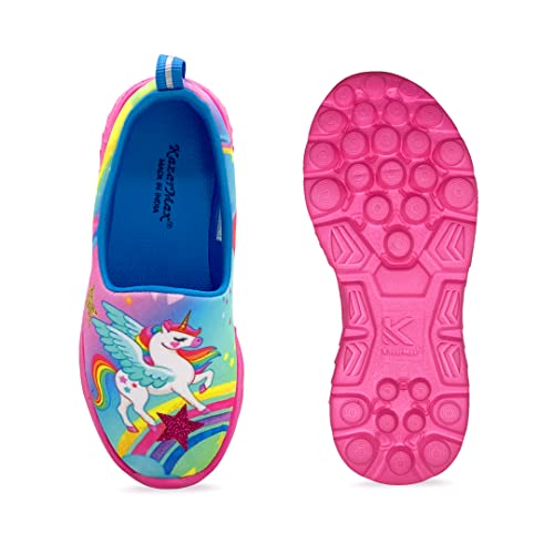 KazarMax Kids Girls Pink Starry Unicorn Printed Slip On Shoes/Sneakers - 12 Kids UK