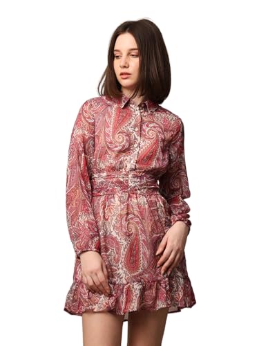 ONLY Women Paisley Printed Casual Red Shirt Dress