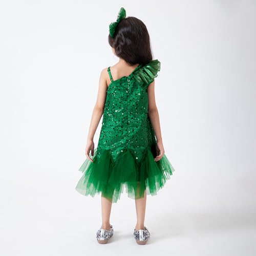 Hopscotch Girls Sleeveless Embellished Green Party Dresses for Age (12-24 Months)