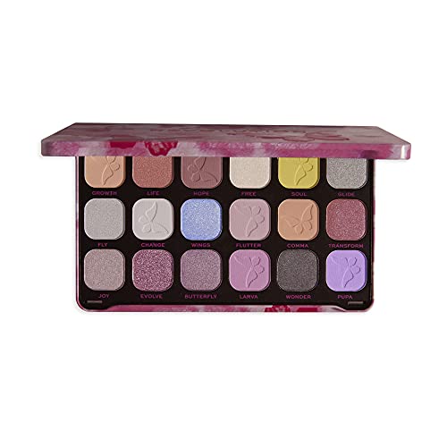 Makeup Revolution Butterfly forever Flawless Shadow Palette | 18 matte & shimmer shades | Highly pigmented matte finish |Rosy tints and pearly ethereal metallics |Easy to blend and layer | 19.8gm