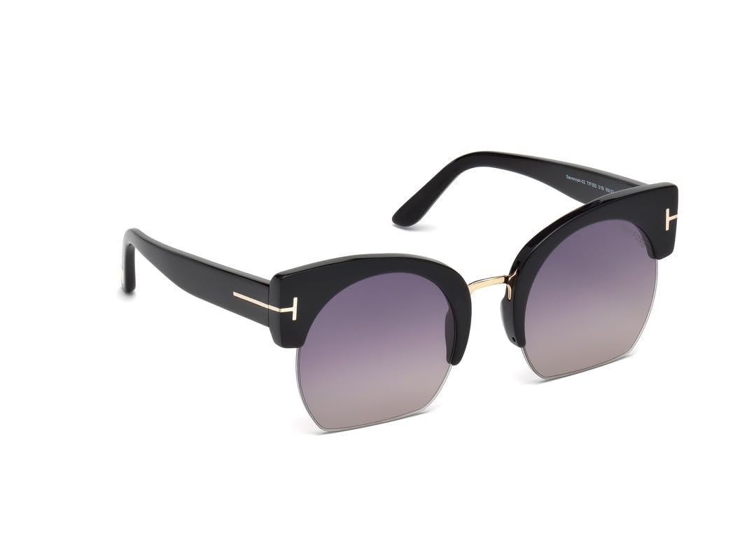 Tom Ford UV Protected Black Bug Eye Half rim Sunglasses for Men - FT0552 55 01B