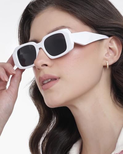 Carlton London White Toned with Black UV Protected Lens Sunglass for womens