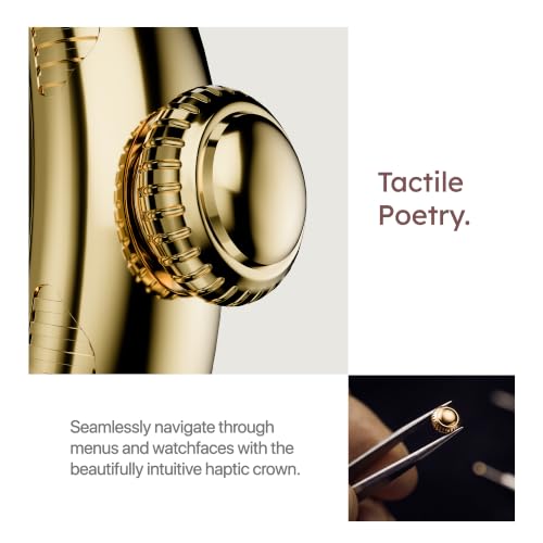 Pebble Opal Newly Launched Smart Watch for Women | Super AMOLED, Classic Design, Glossy Metallic Finish, Stainless Steel Strap, 100+ Watch Faces, Cycle & Sleep Tracking | Imperial Gold