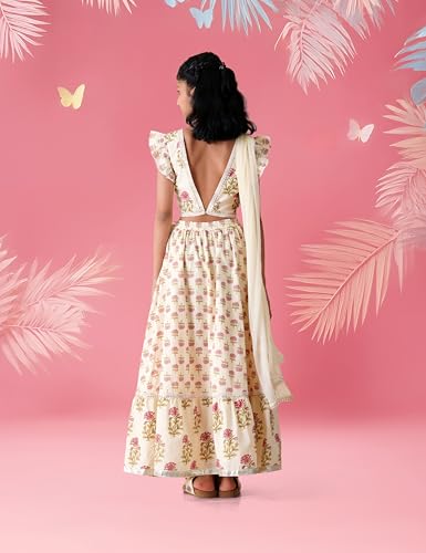 Amazon Brand - Symbol Kids Girls Cotton Readymade Lehenga Choli (SK-LC-SS26-2006_White_3-4 Years)