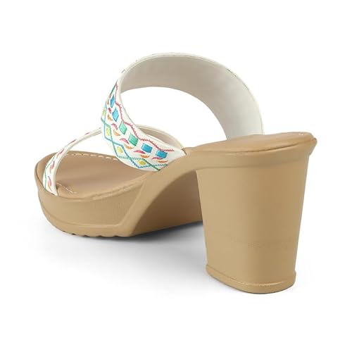 tresmode ATHENA White Women's Dress Block Heel Sandals in Size 4 UK / 37 EU