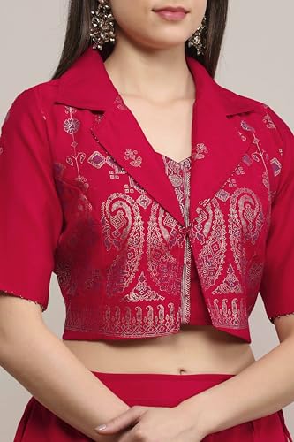 Biba Women Fuchsia Viscose Rayon Kalidar Lehenga Set_34