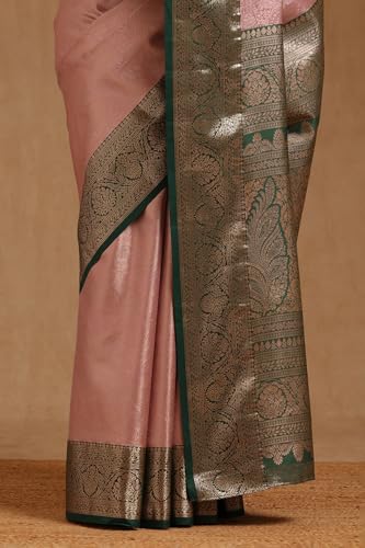Soch Womens Pink Silk Blend Zari Woven Saree