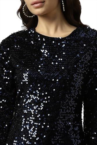 Allen Solly Women's Polyester Modern Mini Dress (AHDRERGFX18155_Black