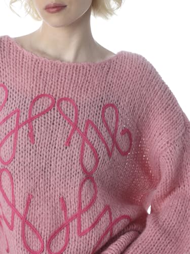 ONLY Women's Embroidery Regular Fit Pink Sweater