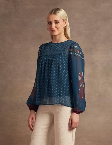 U.S. POLO ASSN. Boho Printed Crinkled Chiffon Top (UWAW24TOP212_Multi-Colour_L)