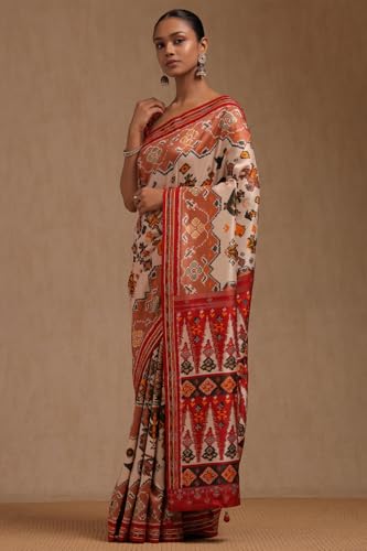 Soch Womens Multicolour Dola Silk Ethnic Motifs Saree With Stone Work