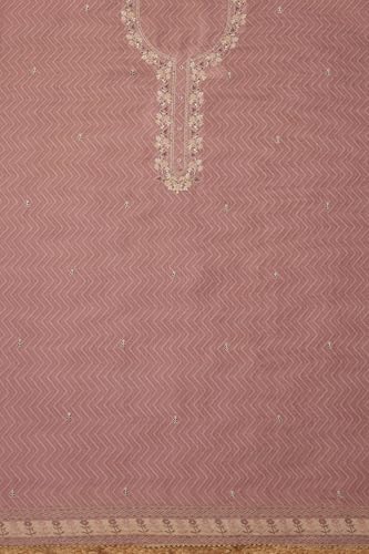 Soch Womens Onion Pink Linen Shimmer Chevron Print Unstitch Dress Material With Zari