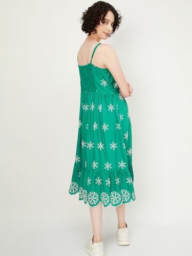 Max Women's Cotton Classic Midi Dress (MC43001AGREEN_Green