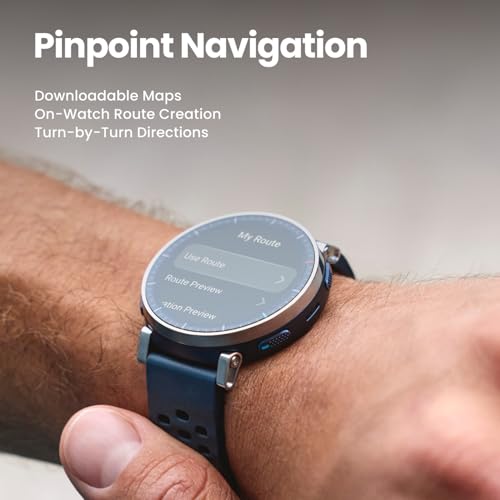 Amazfit Active 3 Premium GPS Running Smart Watch,1.32" AMOLED Sapphire Display,12-Day Battery,4GB Storage,Offline Maps,170+ Workout Modes,5 ATM,Heart Rate & Fitness Tracker,Android & iPhone Atlas Blue