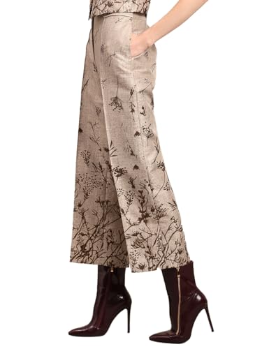 VERO MODA Women's Straight Fit High-Rise Beige Pants