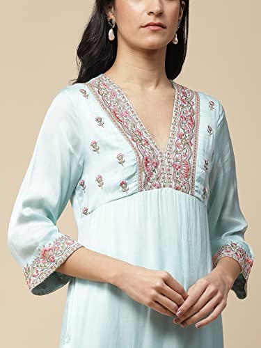 Aarke Ritu Kumar Blue Embroidered Kurta With Pant And Dupatta