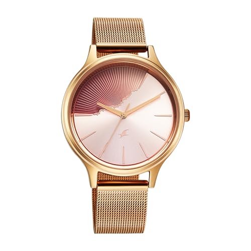 Fastrack Style up 5 Quartz Pink Round Dial Girl's Watch | Stainless Steel Strap Material | Watches for Girls Analog - 6207WM03