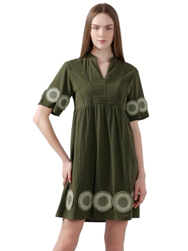 VERO MODA Women's Fit and Flare Green Dress