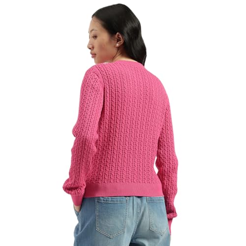 United Colors of Benetton Round Neck Knitted Sweater (Size: XXL)-25A1244D10AXG1A2 Pink