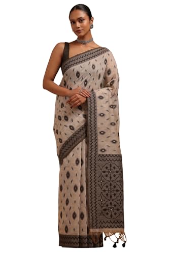 Soch Womens Black Chanderi Woven Design Saree
