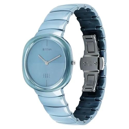 Titan Edge Squircle Camo Quartz Blue Shaped Dial Unisex Analog Watch | Ceramic Material | Water Resistant Watch | Unisex Watches - NT1841QC07